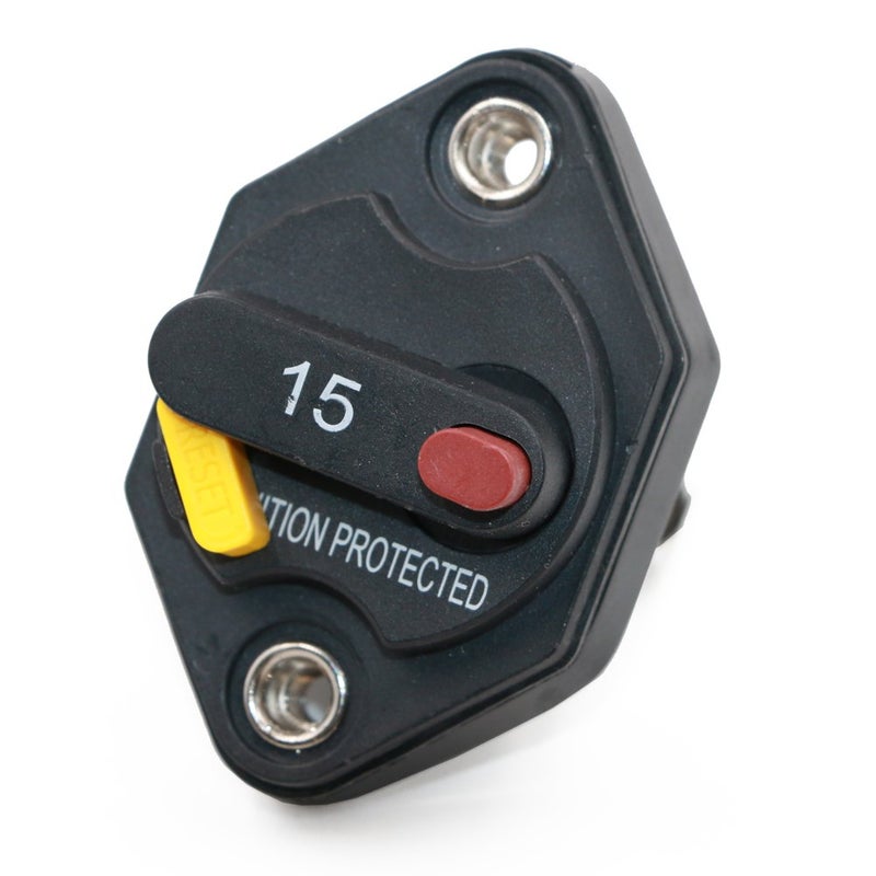 T Tocas T3 32V DC 15 Amp Panel Mount Circuit Breaker with Manual Reset Switchable for Marine Truck Boat RV Automotive-15A - Image 1
